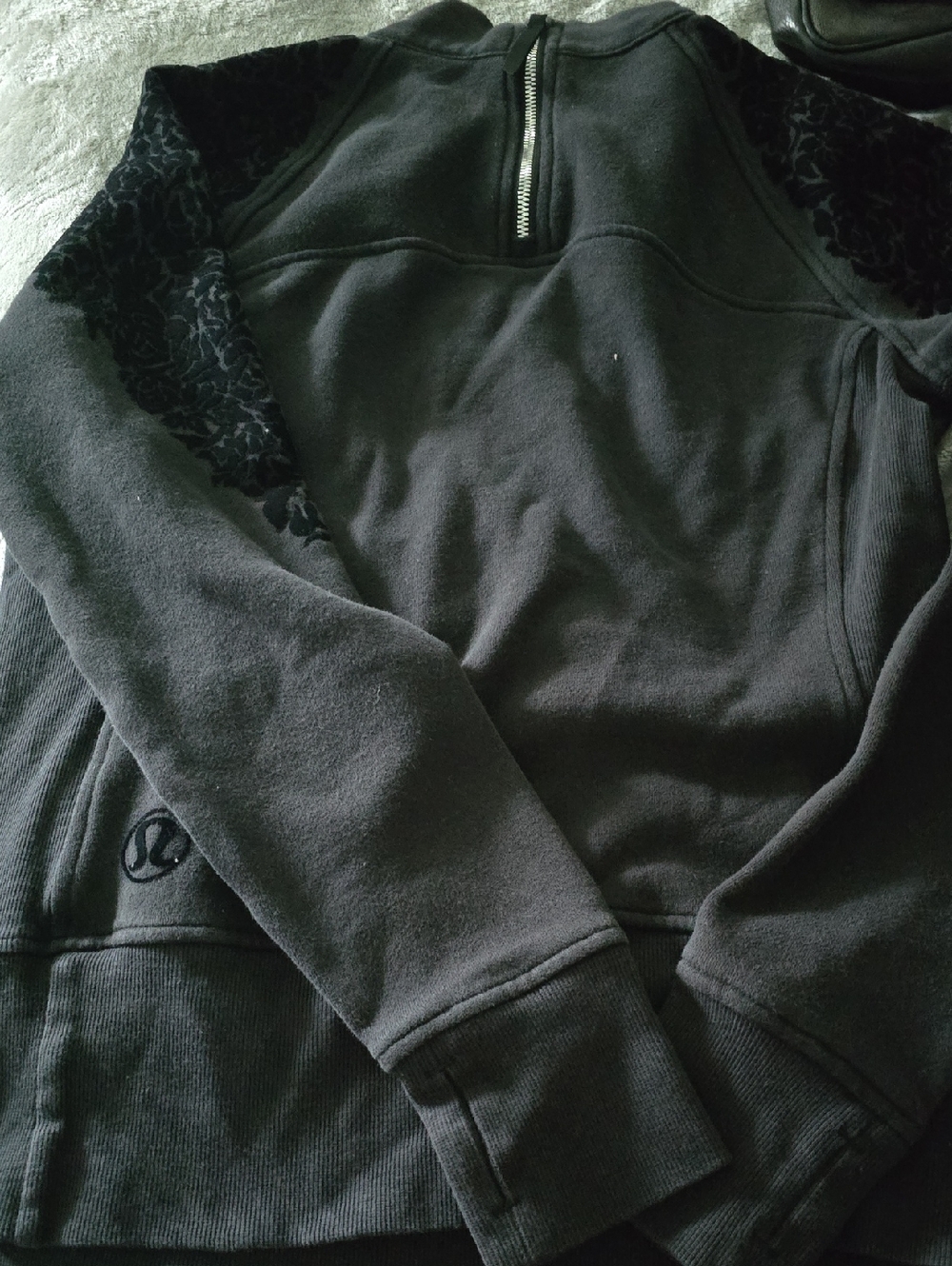 Lululemon Black Half-Zip Pullover with Velvet Detail